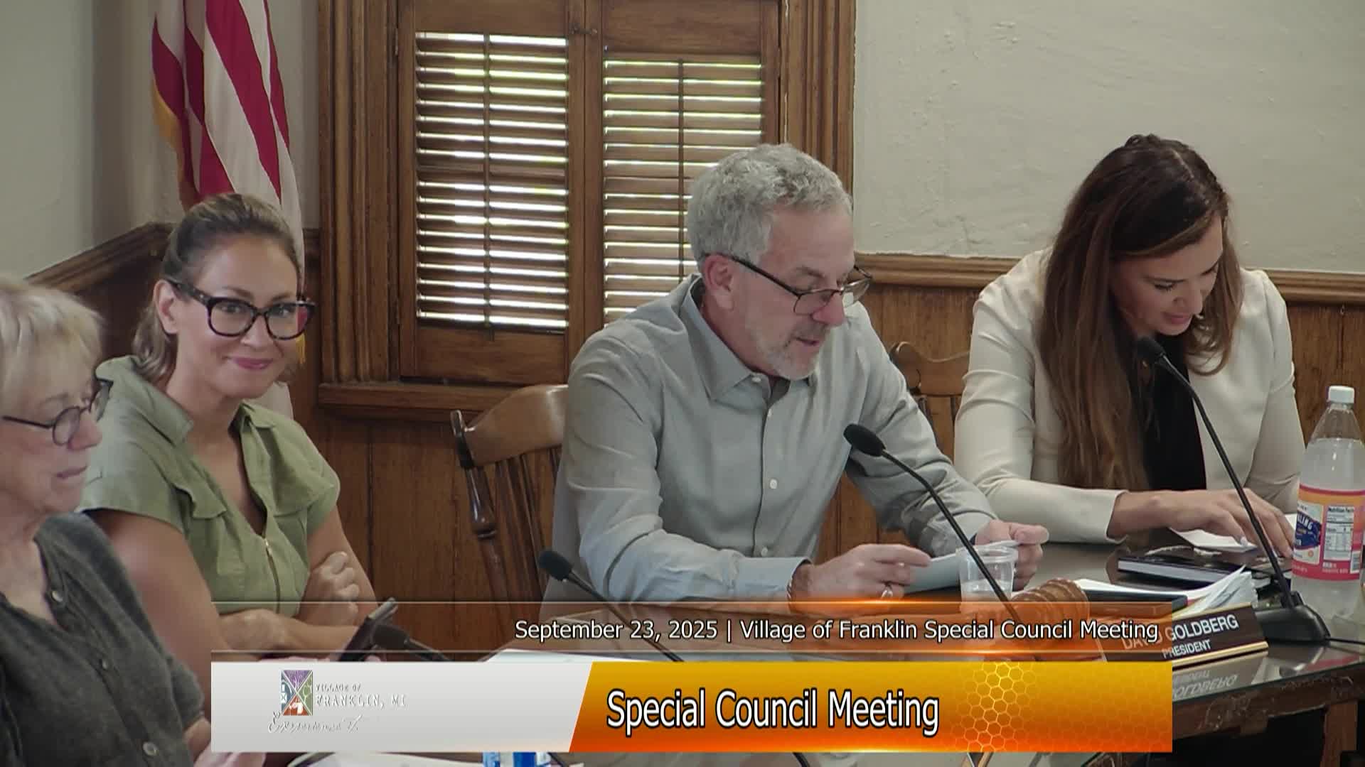 Village of Franklin Special Council Meeting on September 23, 2025
