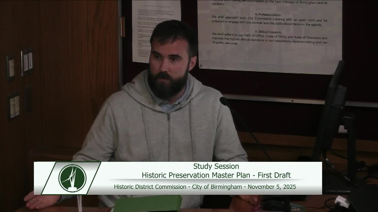 City of Birmingham Historic District Meeting on November 5, 2025