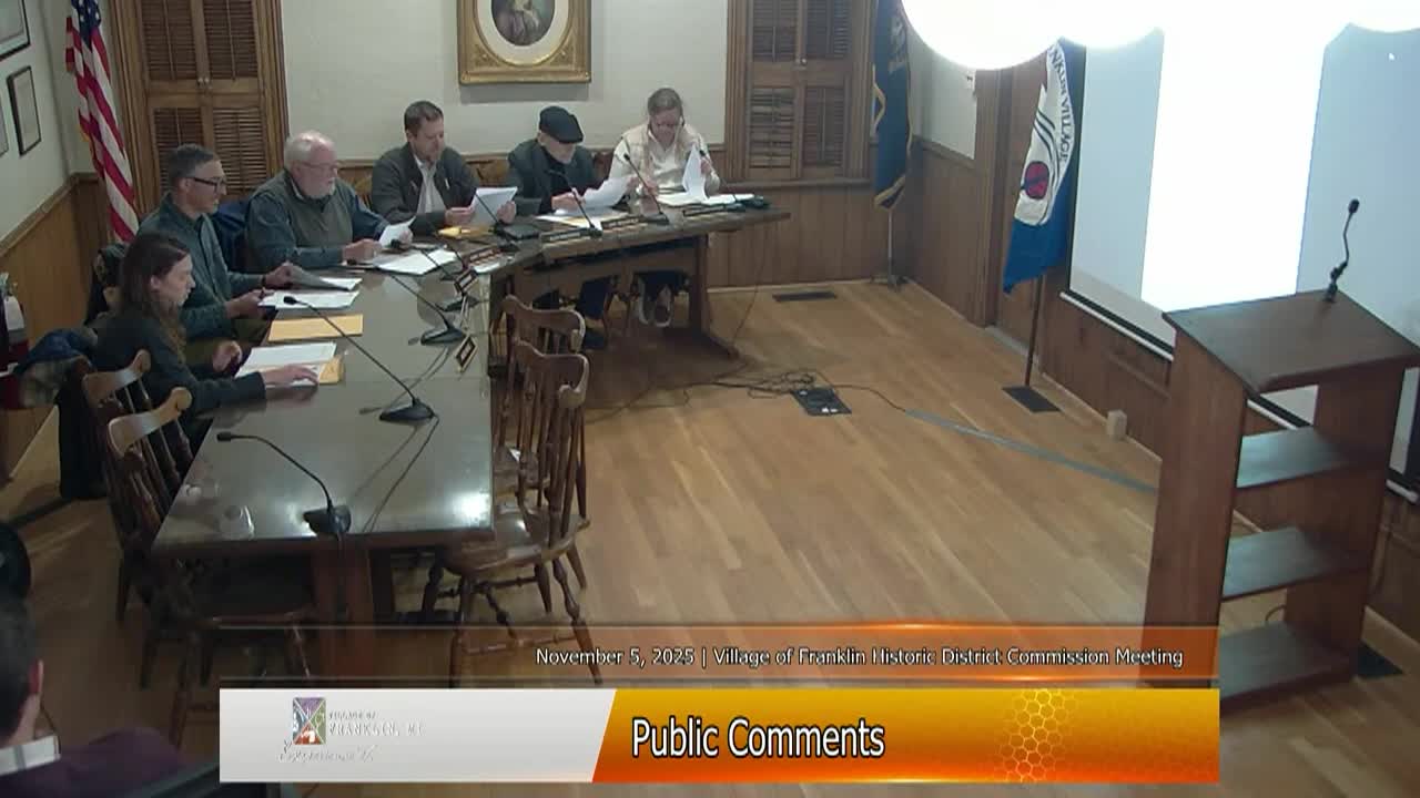Village of Franklin Historic District Meeting on November 5, 2025