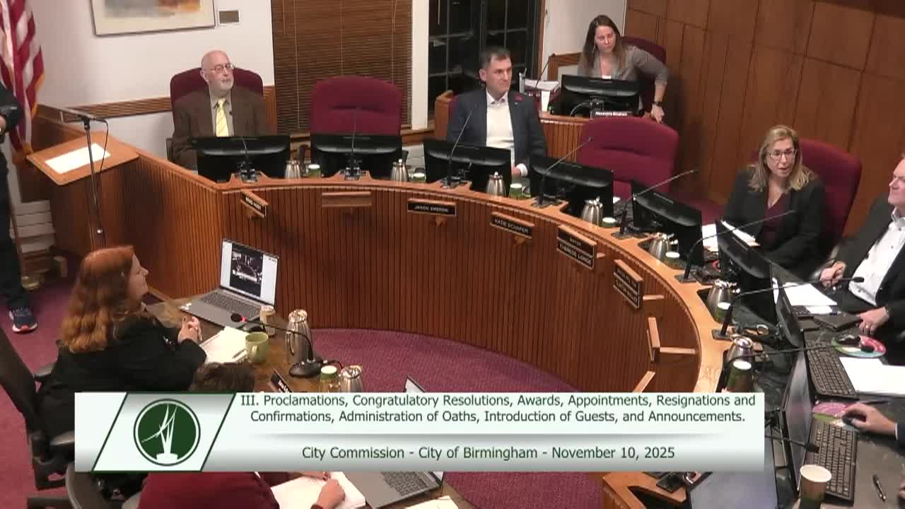 City of Birmingham Commission Meeting on November 10, 2025