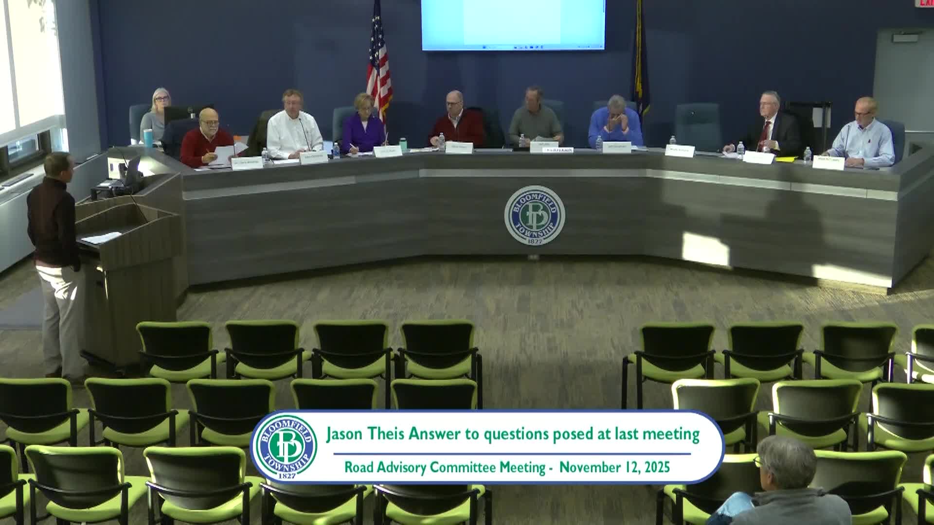 Bloomfield Township Road Advisory Committee Meeting on November 12, 2025