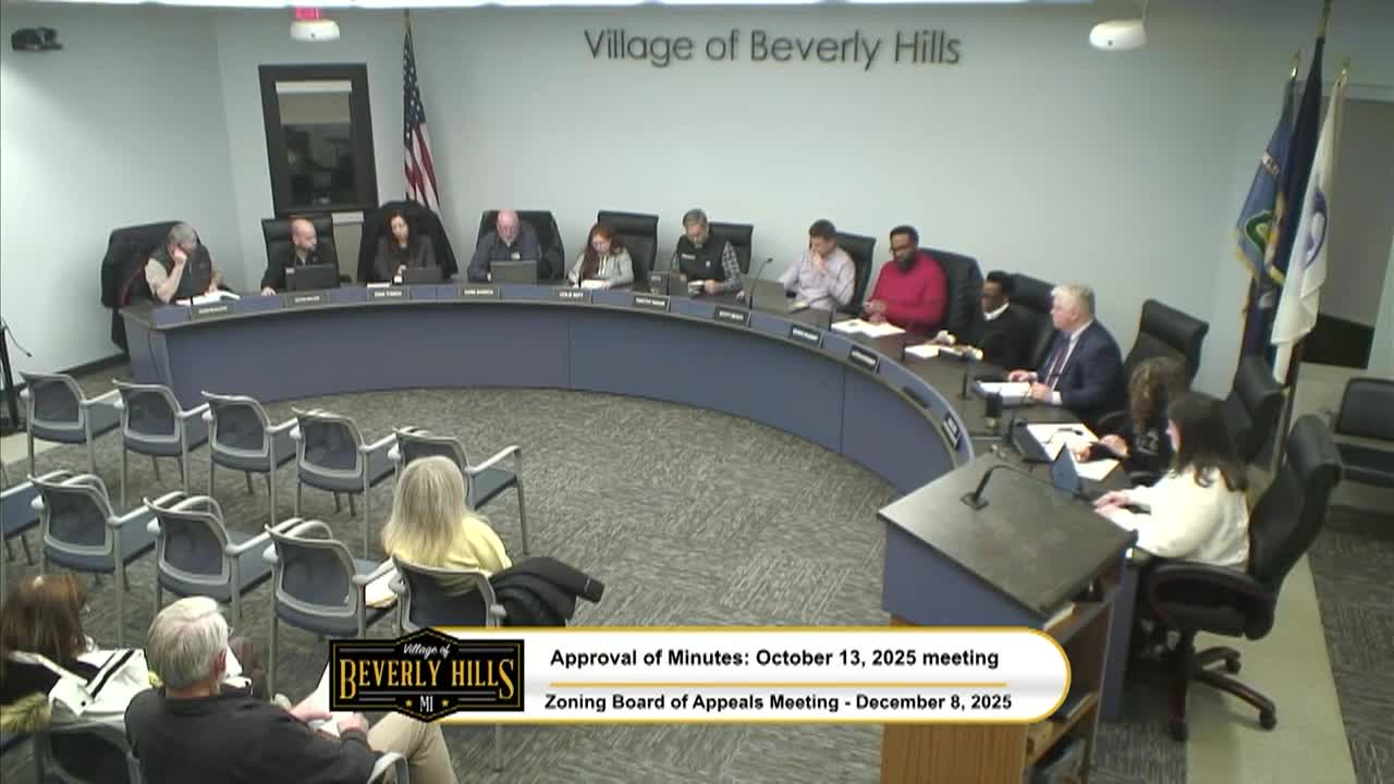 Village of Beverly Hills Zoning Board of Appeals Meeting December 8, 2025