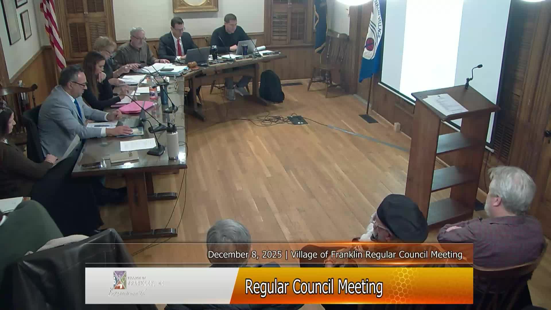 Village of Franklin Council Meeting December 8, 2025