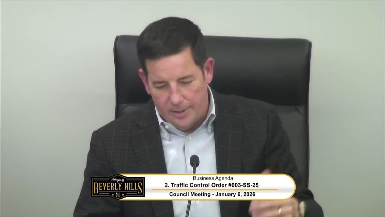 Village of Beverly Hills Council Meeting on January 6, 2026