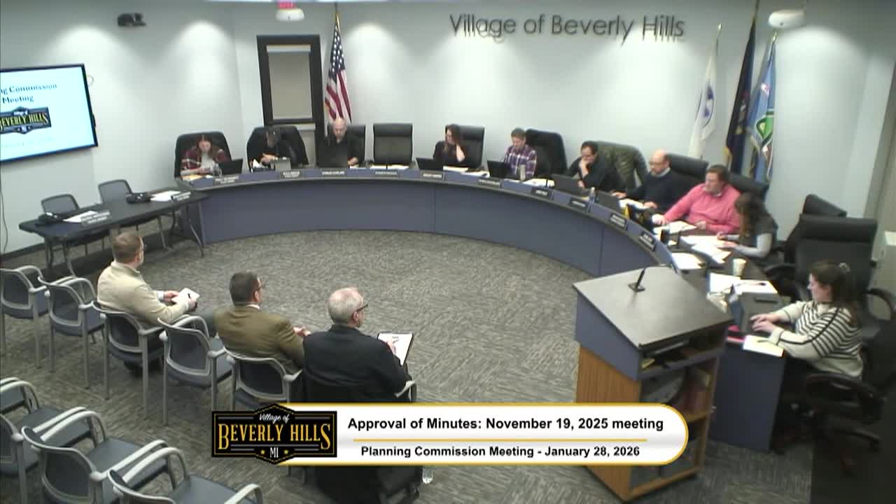 Village of Beverly Hills Planning Commission Meeting on January 28, 2026