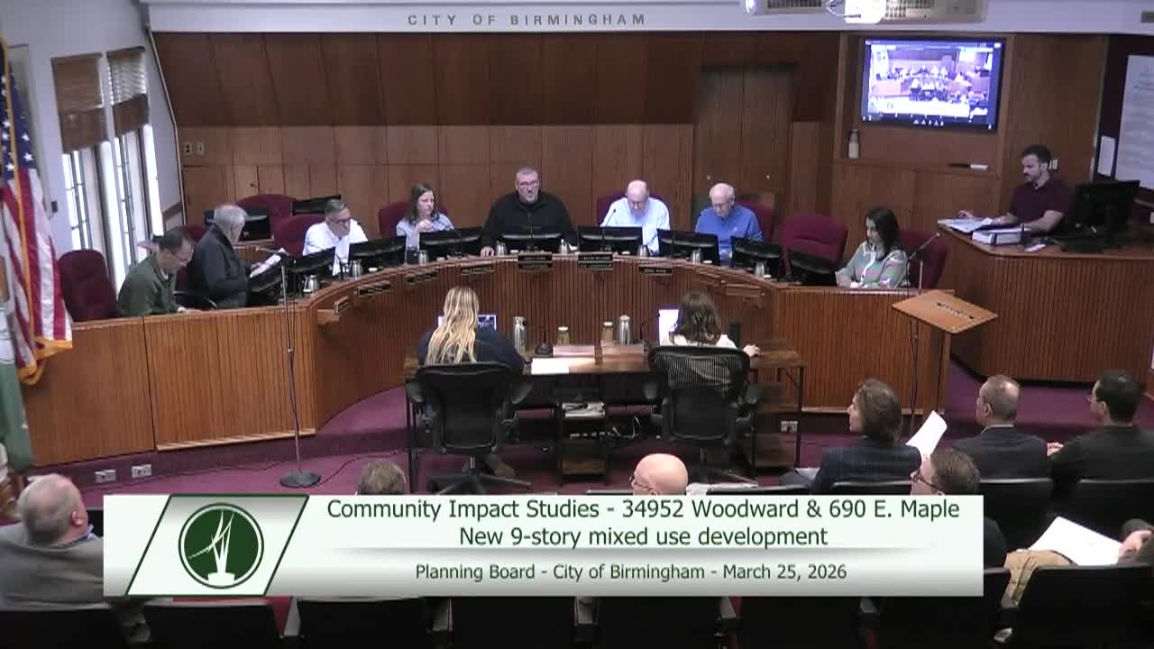 Thumbnail image for City of Birmingham Planning Board Meeting on March 25, 2026